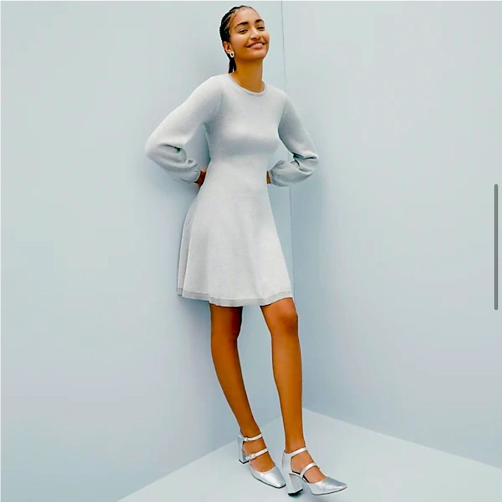 J. Crew Silver Twist Back Lurex Dress - NWT